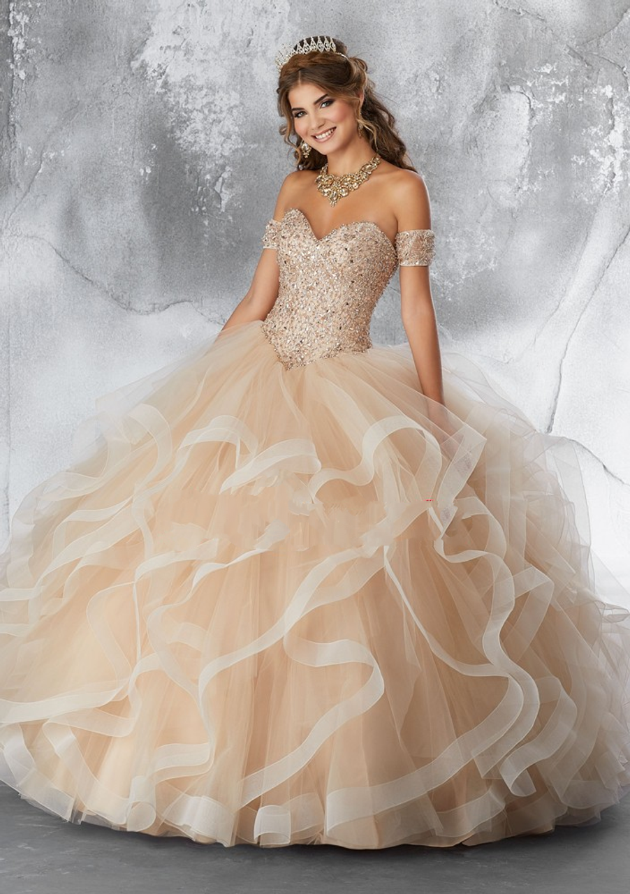 champagne quinceanera dresses